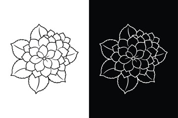 Floral Line Art Hydrangea Icon. Simple Vector for Branding and Decor