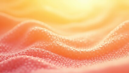 Vibrant summer coral and yellow mesh gradient background with glowing liquid blend and cheerful abstract patterns