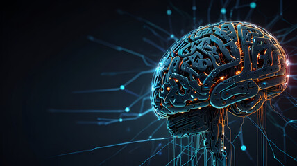 "AI brain with circuits and glowing neurons, tech sketch style"


