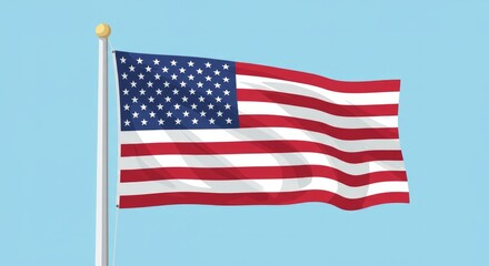 Fototapeta premium Stylized United States Flag Illustration Against a Light Blue Backdrop