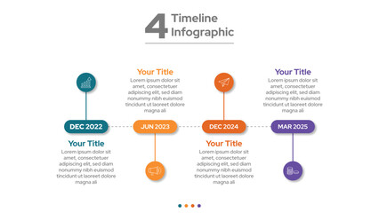 Naklejka premium Four Step Timeline Business Infographic