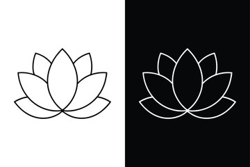 Lotus line Icon Vector Illustration on Black and White Background