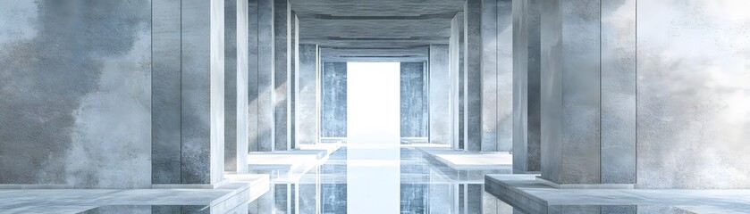 Modern concrete corridor with light.