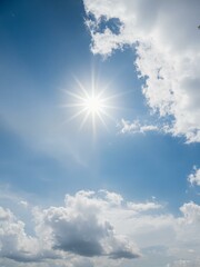 A sunny sky with clouds.