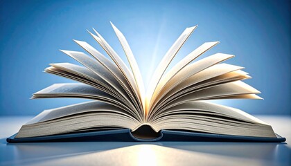Fototapeta premium Moody Open Book with Curled Pages Partially Lit in Studio Light
