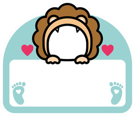 Cute Lion Costume Name Tag Template for Baby Showers or Kids Events