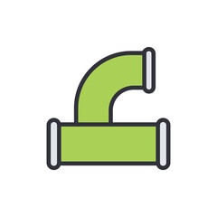 Lime Green Water Pipe Vector Design With Rounded Corner Joint