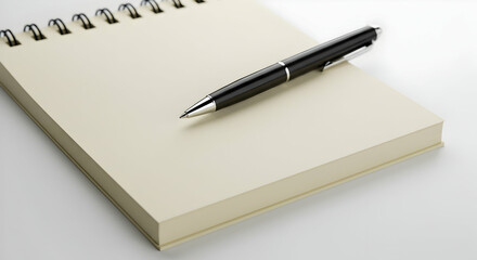 Blank spiral notebook and pen