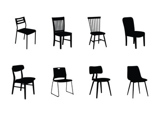 Set Dining Chair Silhouette Vector Collection