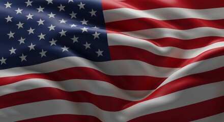 Obraz premium Striking American Flag Waving in the Breeze Symbolizing Freedom and Unity