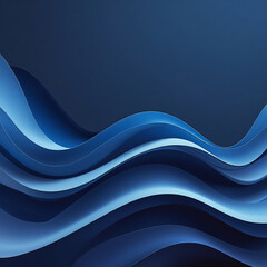 Minimalist Abstract Blue Wave Art – Deep Blue Gradient with Flowing Curves & Serene Digital Texture