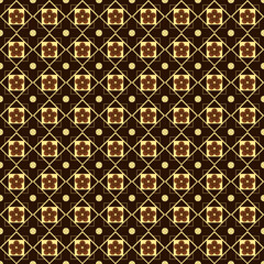 Obraz premium vector cloth pattern That is the prototype of the seamless geometric pattern of the Oriental fabric pattern with golden yellow and brown contrasting perfectly designed for wallpaper, fabric patterns.