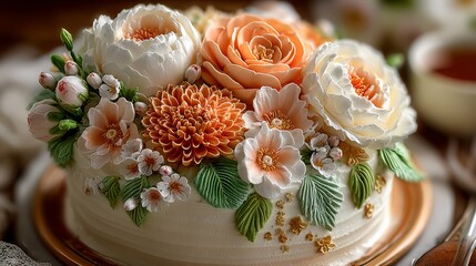 Cakes with decorative icing and a text copy space.