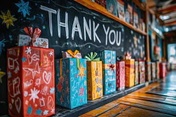 Fototapeta premium A Colorful Thank You Display for Teacher Appreciation Week