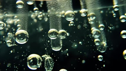 Bubbles rise in boiling water, creating a dynamic underwater display ofement, Bubbles in hot boiling water - Powered by Adobe