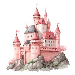 Princess Castle, Fairytale Castle, Pink Castle, Childhood, Decorative, space for text.