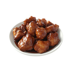 Delicious Glazed Chicken Bites on a White Plate