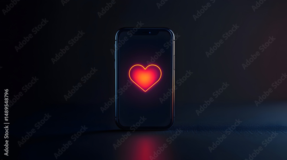 Aufkleber Flat UI design showing pulse sync in progress with animated glow and minimalist heart icon