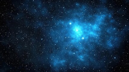 Fototapeta premium Starry Night Sky with Vibrant Blue Nebula and Distant Stars