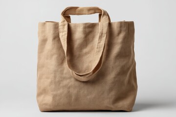 A reusable grocery bag folded neatly, isolated on plain white background