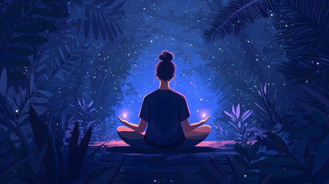 Flat UI app page showing Final Step: Reflect with animated meditation icon, vector