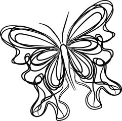 Abstract Line Art Butterfly Design Illustration