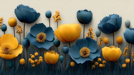 poppies with copy space in the middle.