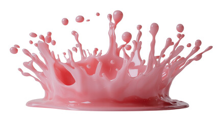 Obraz premium Elegant pink liquid splash, an isolated strawberry milkshake explosion concept