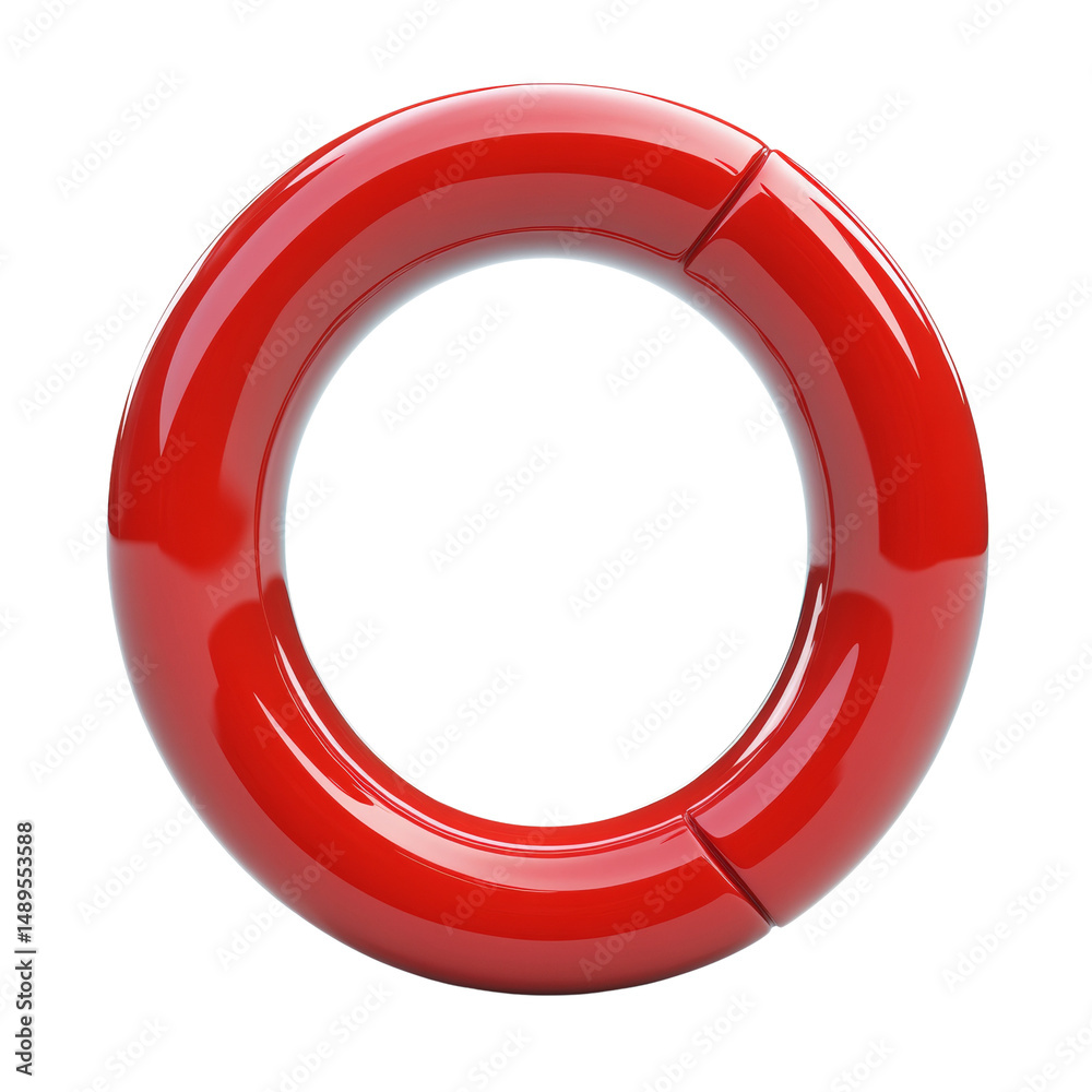 Poster Isolated Red Glossy Torus Shape Object on White Background Illustration