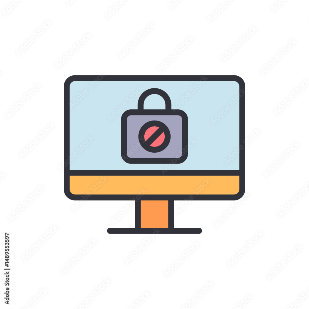 Poster unauthorized access warning displayed on a desktop monitor screen