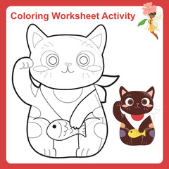 Coloring page for children. Color worksheet activity. Education about color. 