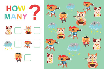 Printable count and write activity. How many worksheets. Educational Mathematic worksheet for kids. 