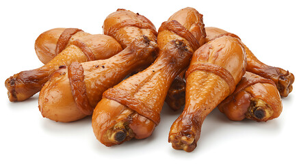 Delicious Roasted Chicken Drumsticks isolated on white background. American food