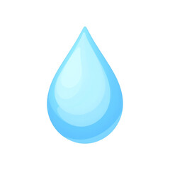 A single blue water drop on a white background.