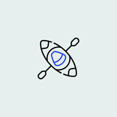 Kayaking icon logo flat vector design