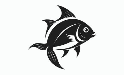 marine fish silhouette vector illustration, Decorative fish illustration, Fancy fish graphic, Ocean fish drawing