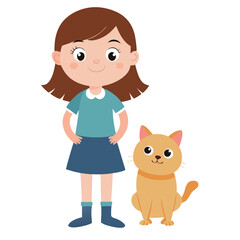 little girl with a dog isolated on transparent background