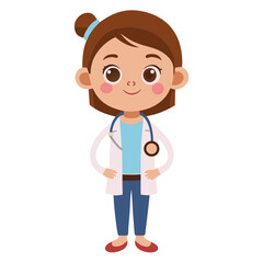 cartoon doctor with stethoscope isolated on transparent background