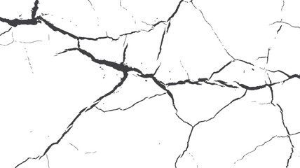 Cracked earth sketch texture in high quality. Dry soil and desert look for vector use. Concrete wall pattern on transparent white layout.