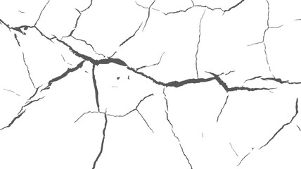 Dry soil crack texture for artistic backgrounds. Cracked desert earth and wall pattern. Transparent background with sketch overlay detail.