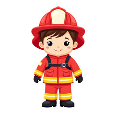Cute child dressed as a firefighter character.