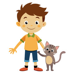 boy with dog isolated on transparent background