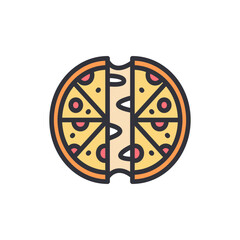 Stylized Pizza Icon Showing Slices Removed From A Round Pie