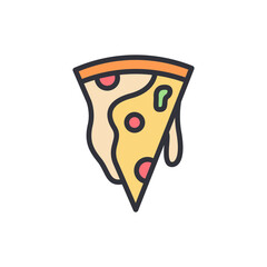 Delicious Pizza Slice Icon With Melted Cheese On Transparent Style