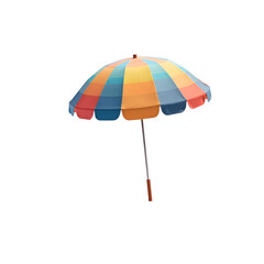Striking striped umbrella casting bright, cheerful vibes with its playful color palette and classic design, evoking summer atmosphere