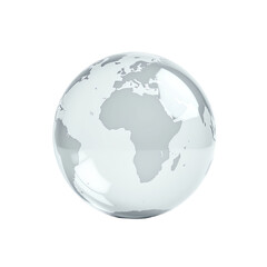 Fototapeta premium Transparent globe showcasing world map features.