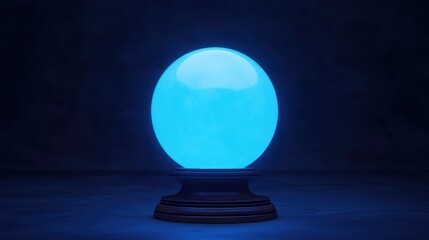 Mysterious Blue Crystal Ball on Dark Background for Divination