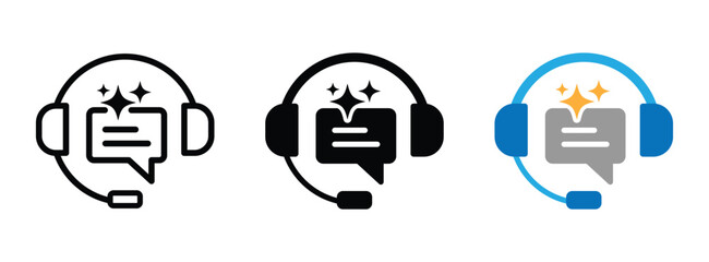 Customer service using ai. Contact support icon for app and website. Transparent png and vector illustration.