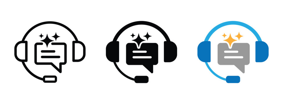 Customer service using ai. Contact support icon for app and website. Transparent png and vector illustration.