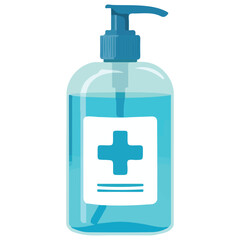 Large blue bottle of antibacterial hand sanitizer isolated vector illustration on white background